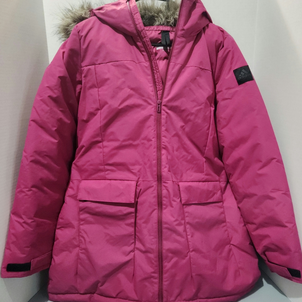 Adidas Kids Fuchsia Coat/Parka With Fur Lined Hat